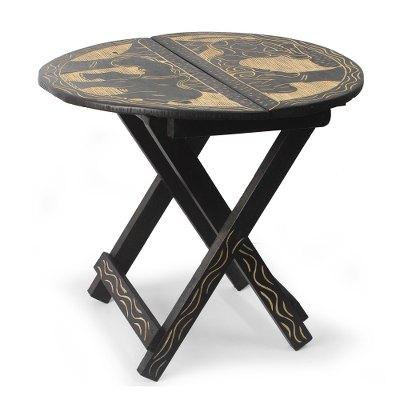 Ahoto II,'Handcrafted African Animal Themed Wood Folding Table'