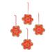Marvelous Marigolds,'Set of 4 Orange and Pink Flower Ornaments from India'