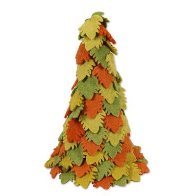 Holiday Beauty in Green,'Hand Made Multicolored Wool Christmas Tree Decoration'