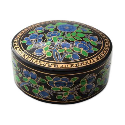 Papier mache box, 'Blue Grandeur'