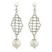 White Rose Mist,'White Pearls on Artisan Crafted 925 Sterling Silver Earrings'