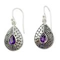Amethyst dangle earrings, 'Purple Fusion'
