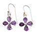 Amethyst dangle earring, 'Lilac Blossom'