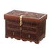 Paradise Memories,'Leather and Wood Wood Jewelry Box with Bird Motifs'