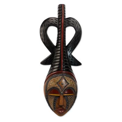 African Sese Wood Wall Mask from Ghana 'African Queen'