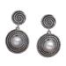 Moonlight Spirals,'Spiral Motif Cultured Pearl Dangle Earrings from Bali'