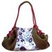 Flowery Cheer,'Batik Printed Cotton and Leather Duffel Bag from India'
