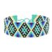 Sea Stars,'Blue and Black Geometric Beaded Wristband Bracelet'