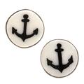 Black Anchor,'Anchor Motif Bone Stud Earrings from Bali'