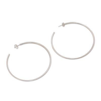 Patently Simple,'Classic Silver Half Hoop Earrings from Bali'