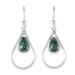 Simple Drop in Dark Green,'Green Jade and Sterling Silver Teardrop Dangle Earrings'