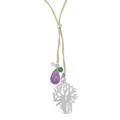 Green Banyan Tree,'Handmade Lariat Necklace with Amethyst Pearl and Quartz'