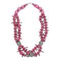 Love and Understanding,'Pink Beaded Necklace with Ceramic Wood and Coconut Shell'