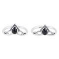 Magic Crown,'Black Onyx and Sterling Silver Toe Rings (Pair)'