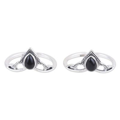 Magic Crown,'Black Onyx and Sterling Silver Toe Ri...