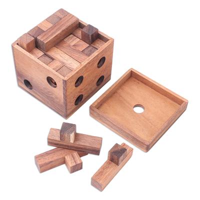 Soma Cube Challenge,'Raintree Wood Soma Cube Puzzle from Thailand'