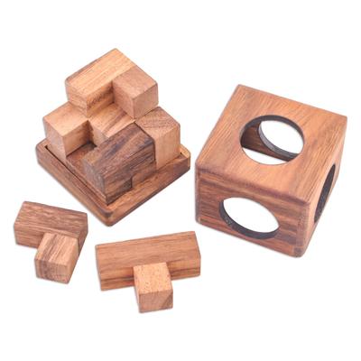 Soma Cube,'Raintree Wood Soma Cube Puzzle from Thailand'