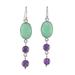 Pastel Holiday,'Chalcedony and Amethyst Dangle Earrings from Thailand'