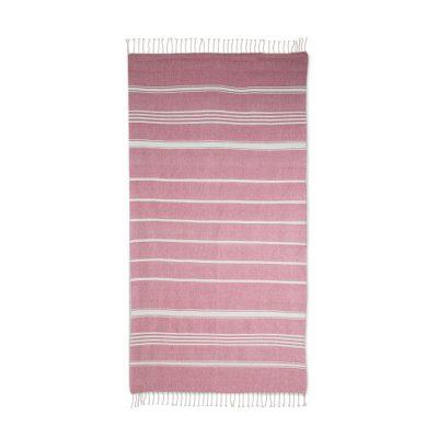 Sweet Relaxation in Crimson,'Striped Cotton Beach Towel in Crimson from Guatemala'