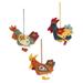 Three French Hens,'Handmade Wool Felt Ornaments (Set of 3)'