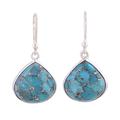 Sterling Silver and Composite Turquoise Earrings from India 'Dancing Soul'