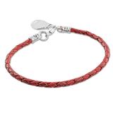 Walk of Life in Red,'999 Silver Red Leather Charm Wristband Bracelet Guatemala'