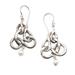 Snaking Road,'Sterling Silver and Cultured Pearl Dangle Earrings Indonesia'