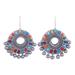 Festive Days,'Multicolored Ceramic Dangle Earrings on Sterling Hooks'