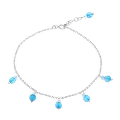 Azure Charm,'Blue Quartz Charm Anklet from Thailand'