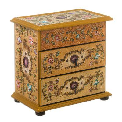 Dune Splendor,'Hand Painted Glass and Wood Jewelry Chest'