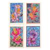 Intense Orchids,'Set of 4 Batik Cotton and Paper Orchid Greeting Cards'