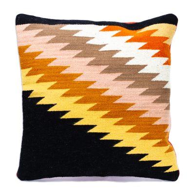 Zapotec Lightning,'Zigzag Motif Wool Cushion Cover...