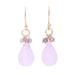 Glittering Pink Drops,'22k Gold Plated Rose Quartz and Labradorite Dangle Earrings'