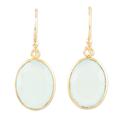 Refreshing Aqua,'Chalcedony Earrings in 22k Gold Plated Sterling Silver'