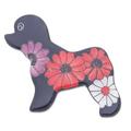 Black Floral Poodle,'Hand Painted Black Poodle Dog Brooch Pin with Flowers'