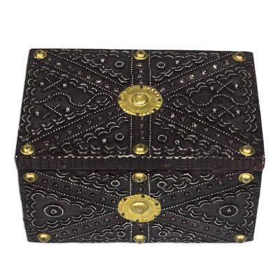 Secret Patterns,'Aluminum Brass and Wood Decorative Box from Ghana'