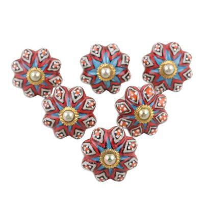 Floral Ballad,'Ceramic Knobs with Floral Motif fro...