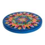 Traditional Colors in Blue,'Decoupage Wood Trivet in Blue from Costa Rica'