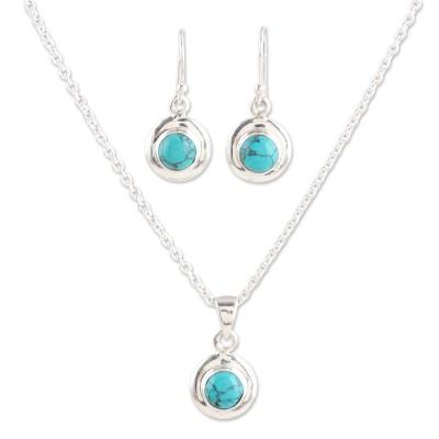 Sing-Along,'Sterling Silver Earrings and Pendant Necklace Set'