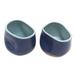 Indigo Squeeze,'Blue Ceramic Teacups (Pair)'