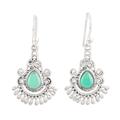 Memories of the Wise,'Green Onyx Chandelier Earrings Crafted from Sterling Silver'