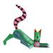 Stretching Cat in Green,'Wood Alebrije Cat Sculpture in Green from Mexico'