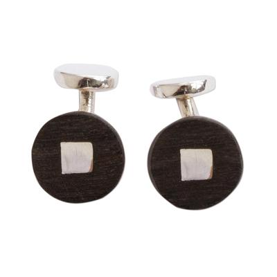 Modern Man,'Modern Sterling Silver and Bocote Wood Cufflinks from Mexico'