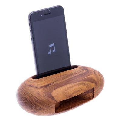 Rock Out,'Egg-Shaped Teak Wood Phone Speaker from Thailand'