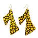 Elorm Spots,'Yellow and Black Cotton Fabric Dangle Earrings from Ghana'