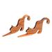 Feline Accent,'Pair of Handmade Teak Wood Cat Door Stops in a Natural Hue'