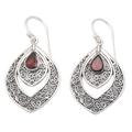 Party Queen in Red,'Sterling Silver Fashion Dangle Earrings with Garnet Stone'