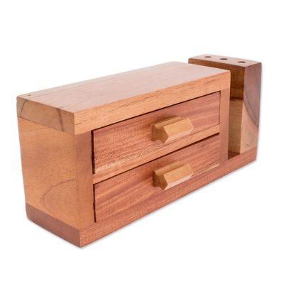 Order and Harmony,'Handmade Cedar Wood Desk Organizer from Guatemala'