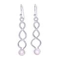 Champagne Surprise in Pink,'Rose Quartz and Sterling Silver Dangle Earrings'
