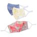 '3 Eco-Dyed Red-Blue-Ivory Print Cotton 3-Layer Face Masks'